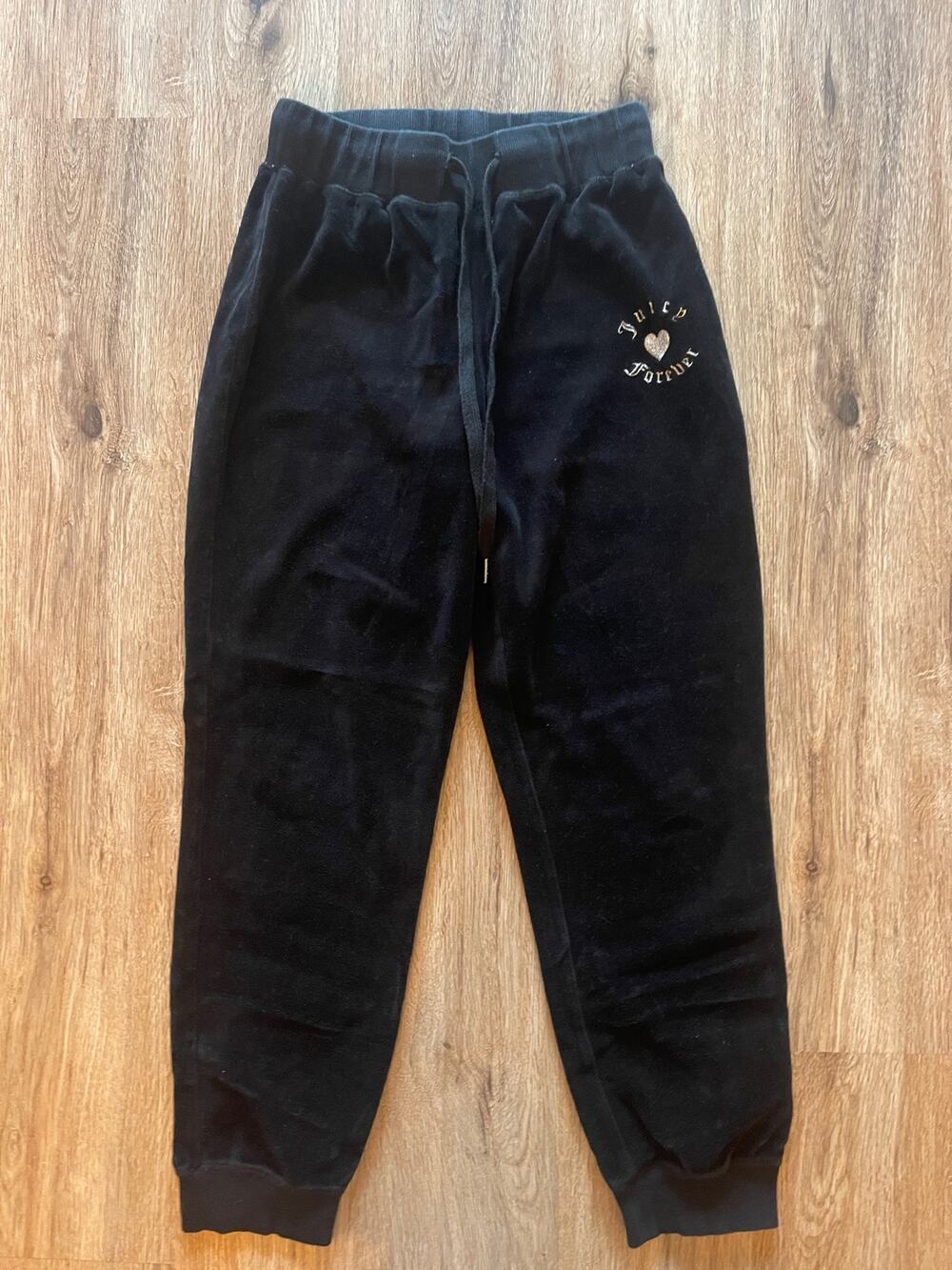 Juicy Couture X Forever 21 Black Rhinestones Velour Track Pants Joggers Medium